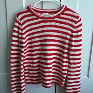 a new day Red and White Striped Crew Neck Sweater